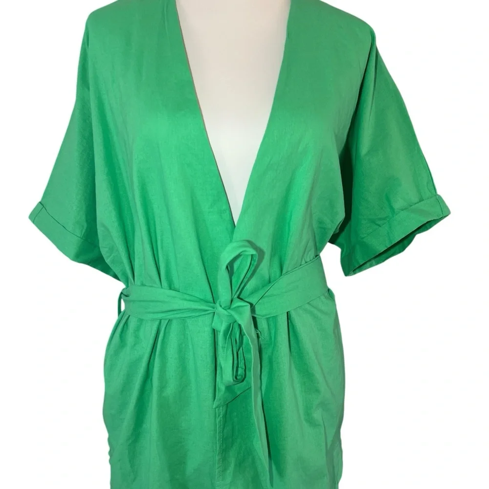 Commense Green Wide Leg Pants with Tie Waist - Picture 5 of 16